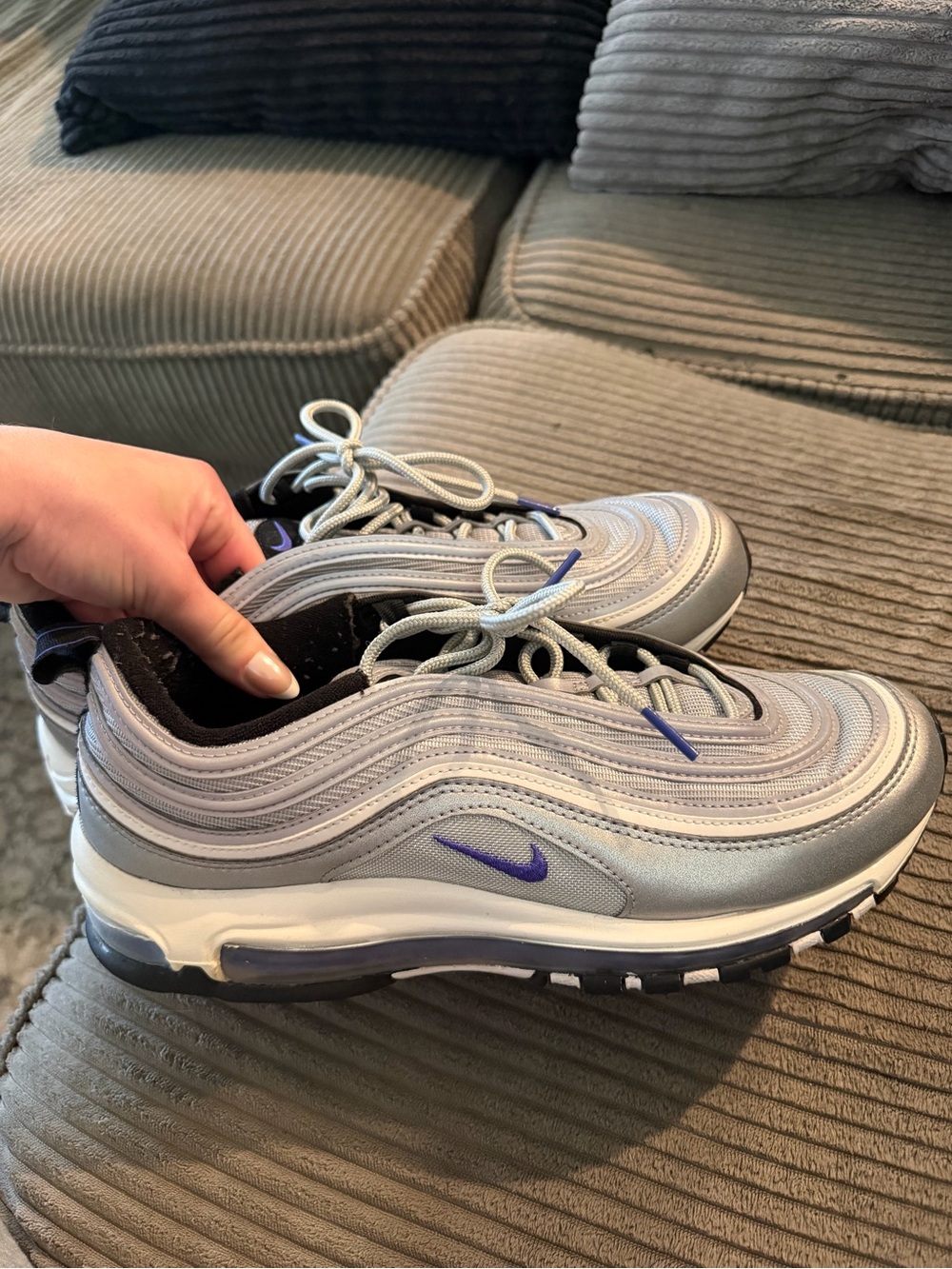 Nike Silver and blue Air Max 97 Running Shoes
